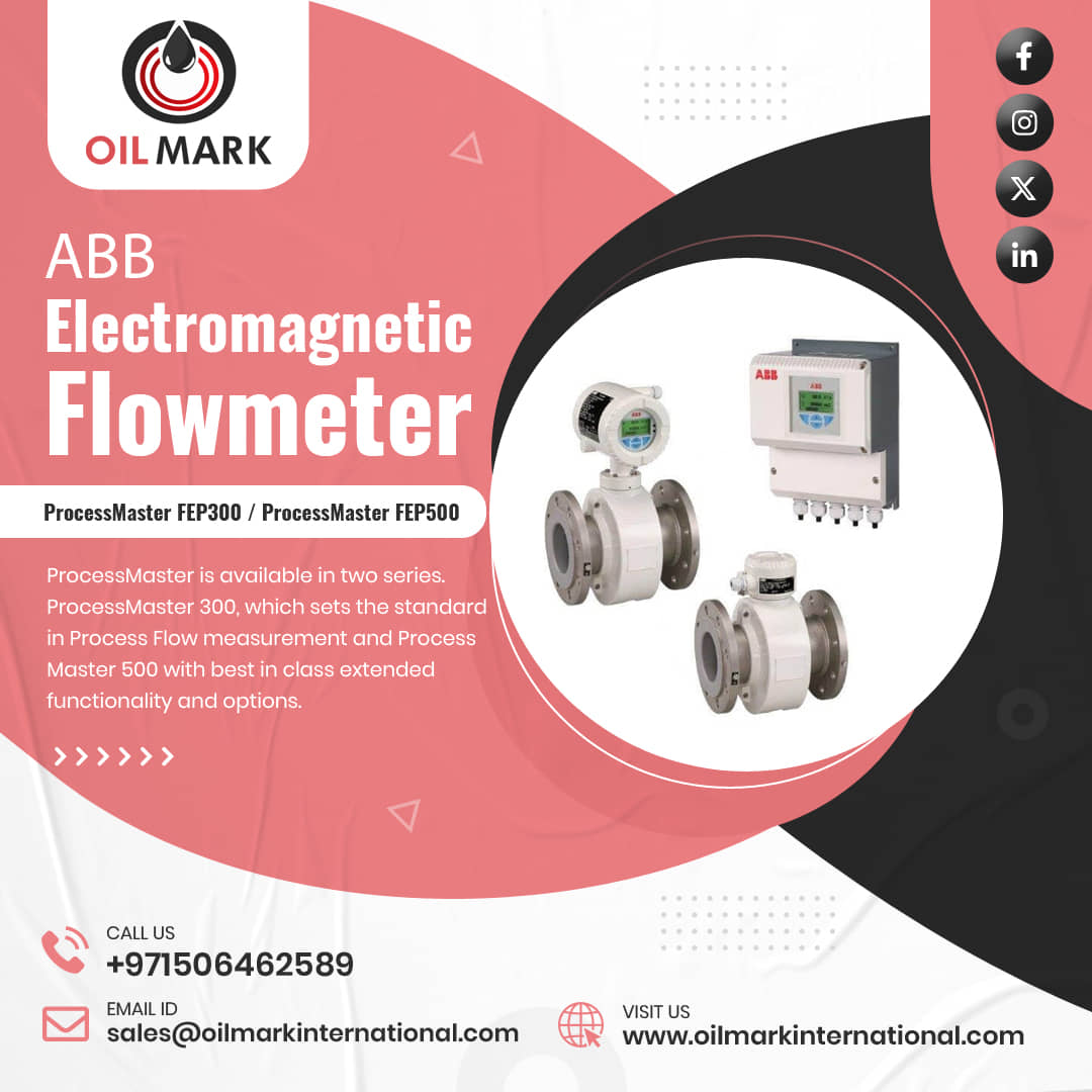 OilmarkInt's tweet image. ABB Electromagnetic flowmeter

#ProcessCalibrators in UAE by #OilMark International. We are the leading ABB Electromagnetic flowmeter ProcessMaster FEP300 / ProcessMaster FEP500 suppliers in #UAE.

Get in touch with us at oilmarkinternational.com/ABB-Electromag…

#ABB #flowmeter #Oilmark #Dubai