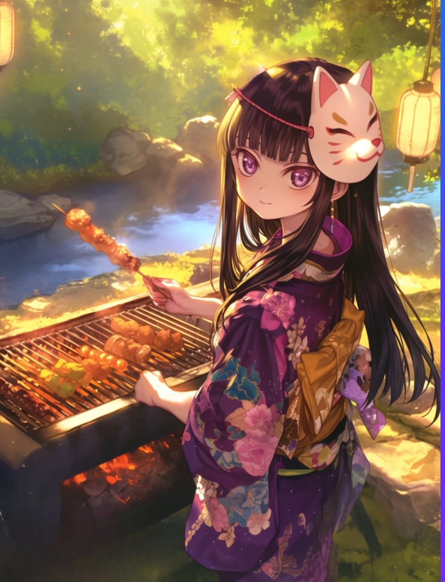 seven_1_eight's tweet image. 〈二次創作〉

『狐白』

そろそろバーベキュー🍖したい＾＾♪

誰でも作れるのでぜひ二次創作にチャレンジしてみよう♪
#クリプトニンジャ咲耶  #Ninjaart