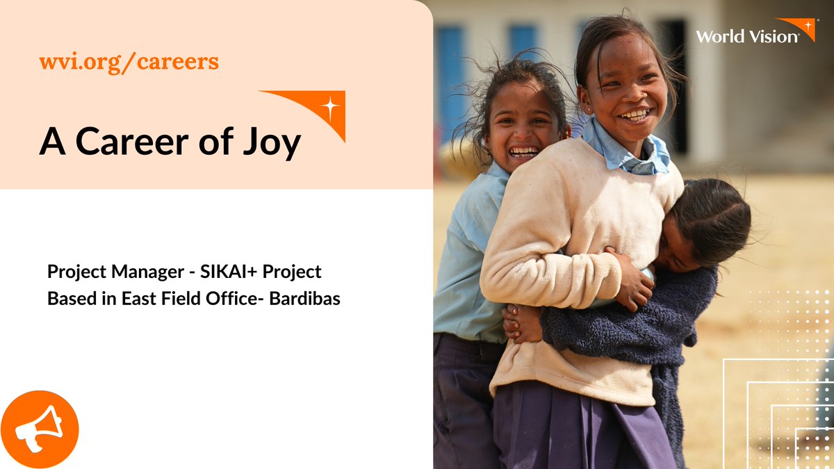 Career Opportunity 📢📢📢

If you meet the requirements &amp; are passionate about working for child well-being, apply by 3 July 2024.

Project Manager – SIKAI+ Project [1]  bit.ly/3KNptd1
Based in East Field Office- Bardibas

#WeAreWorldVision #WorldVisionJobs