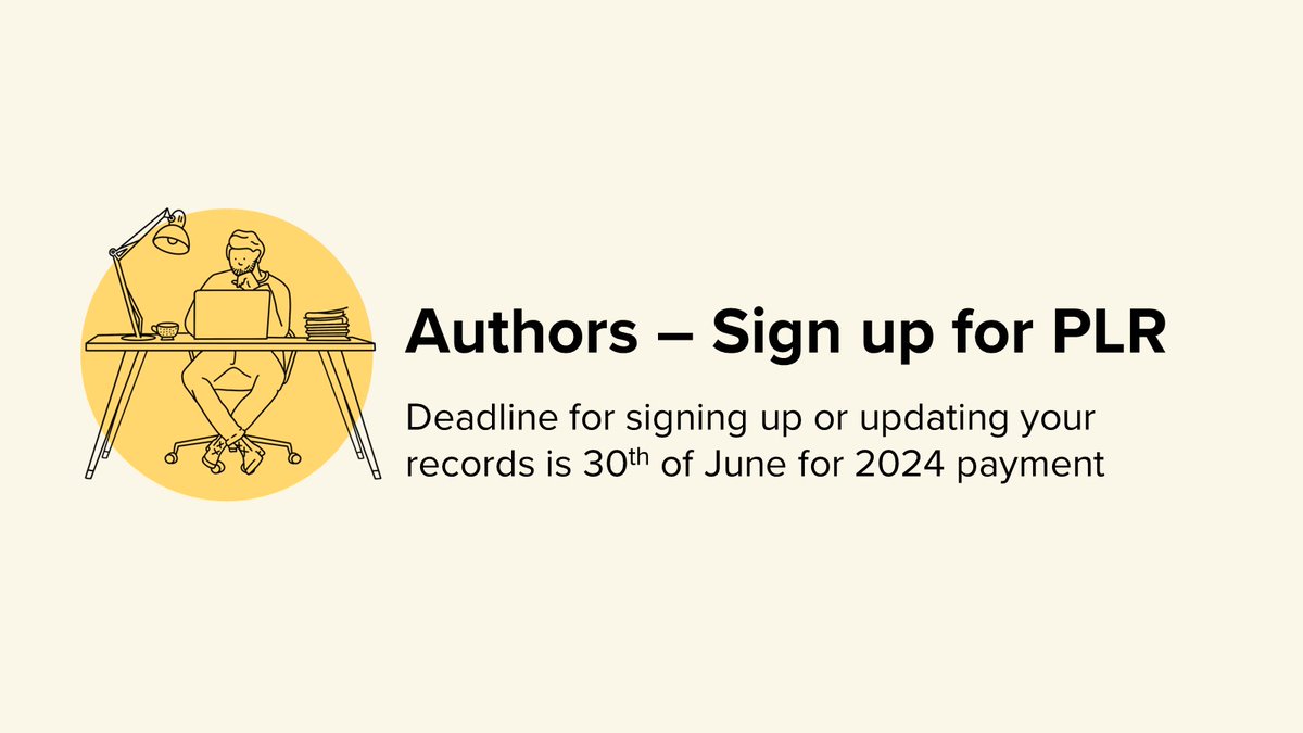 A reminder to authors that the deadline for signing up to #PLR and updating your records is at the end of the month.