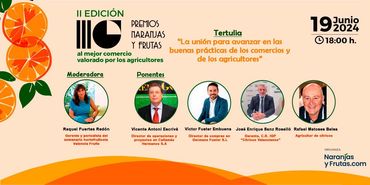 Hoy hablaremos de las buenas prácticas de comercios y agricultores. 18:00 horas en la sede de <a href="/caixapopular/">Caixa Popular</a> organizado por <a href="/Naranjasyfrutas/">Naranjasyfrutas.com</a> con motivo del premio al mejor comercio cítricola.