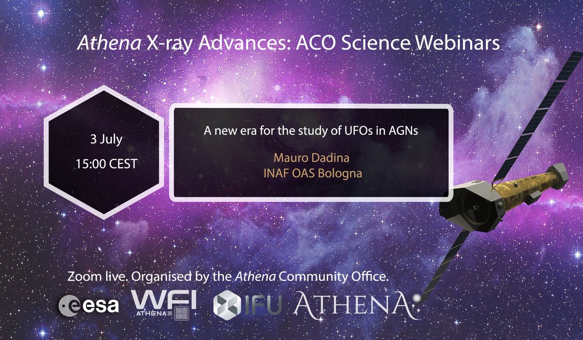 Athena X-ray observatory (@athenaxobs) on Twitter photo 📢 Coming Athena X-ray Advances: ACO Science Webinar
A new era for the study of UFOs in AGNs, by Mauro Dadina <a href="/inafoasbo/">INAF OAS Bologna</a>
🗓️ 3 July (15-16 CEST)
Abstract + connection details ⬇️
bit.ly/3VpwOUS 📢 Coming Athena X-ray Advances: ACO Science Webinar
A new era for the study of UFOs in AGNs, by Mauro Dadina <a href="/inafoasbo/">INAF OAS Bologna</a>
🗓️ 3 July (15-16 CEST)
Abstract + connection details ⬇️
bit.ly/3VpwOUS