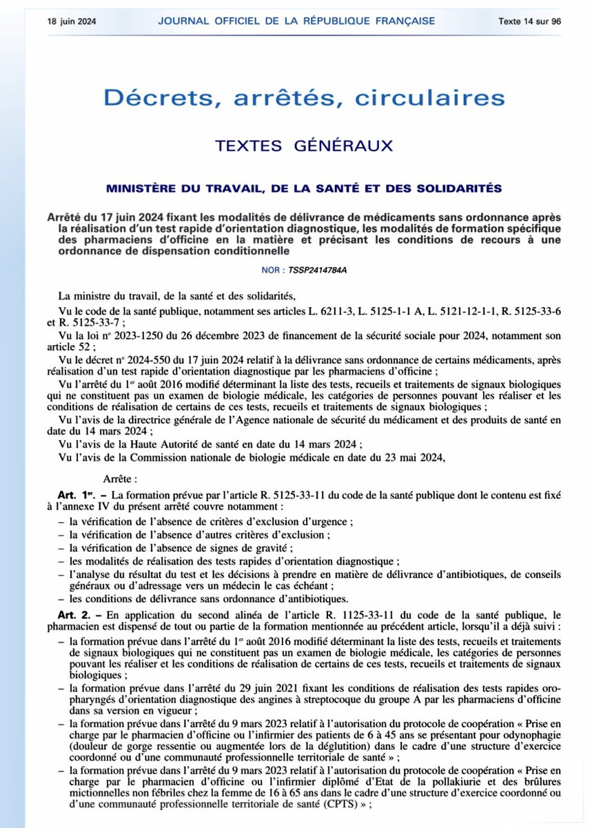 🏥Prendre en charge une angine ou une cystite en pharmacie, c’est désormais possible ! 
<a href="/CarineWolfThal/">Carine Wolf-Thal</a> <a href="/Ordre_Pharma/">Ordre national des pharmaciens</a> <a href="/USPO_Pharmacies/">USPO - Pharmaciens d’Officine</a> <a href="/Pharma_ANEPF/">ANEPF Pharmacie</a> <a href="/Sante_Gouv/">Ministère de la Santé</a> <a href="/leQPH_fr/">Le Quotidien du pharmacien</a> <a href="/Assur_Maladie/">Assurance Maladie</a> <a href="/CHUMEDIA_/">CHU Média</a> <a href="/CaVautrin/">Catherine Vautrin</a> <a href="/fredvalletoux/">Frédéric Valletoux</a>