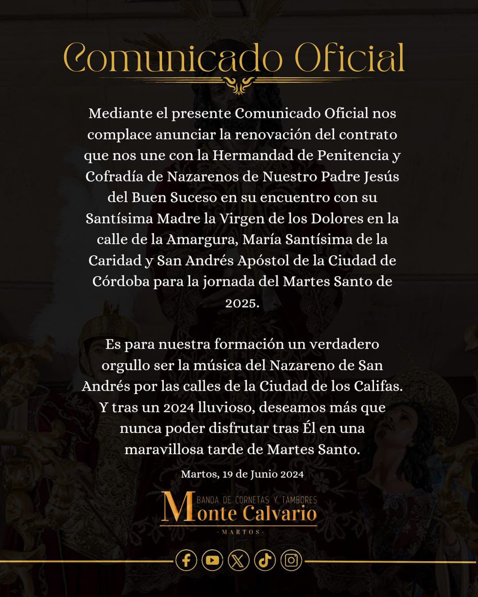 MonteCalvario_'s tweet photo. 📍 𝐂𝐎𝐌𝐔𝐍𝐈𝐂𝐀𝐃𝐎 𝐎𝐅𝐈𝐂𝐈𝐀𝐋
𝑴𝒂𝒓𝒕𝒆𝒔 𝑺𝒂𝒏𝒕𝒐
@buensuceso73
#MC24 #BuenSuceso #Cordoba #MartesSanto https://t.co/40Yx0W7xfW
