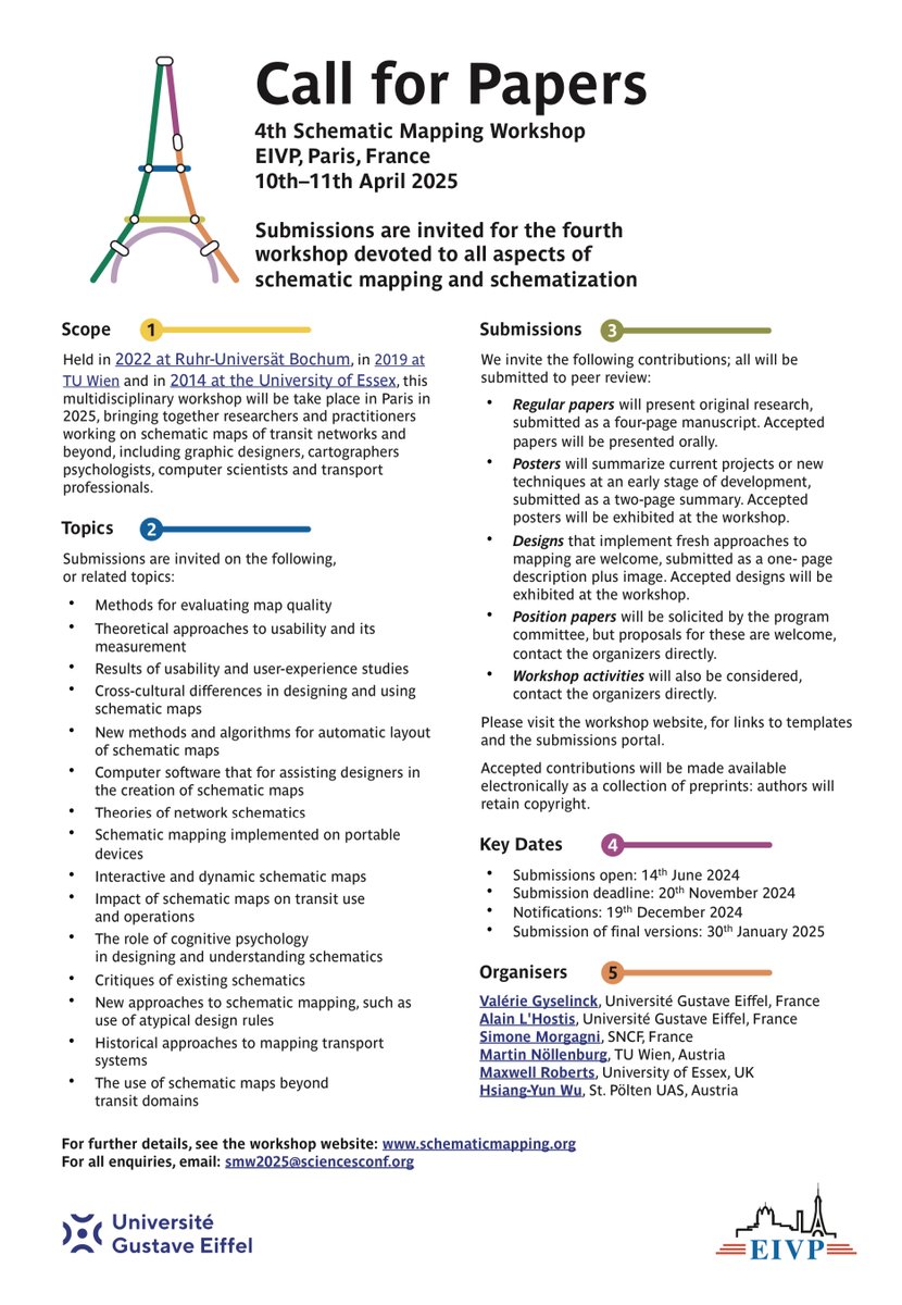 We are delighted to announce that the 4th schematic mapping workshop will be hosted by EIVP and held in Paris, 10th-11th April 2025.

Please repost this if you have followers who might be interested. Full details are at schematicmapping.org including links to past workshops.