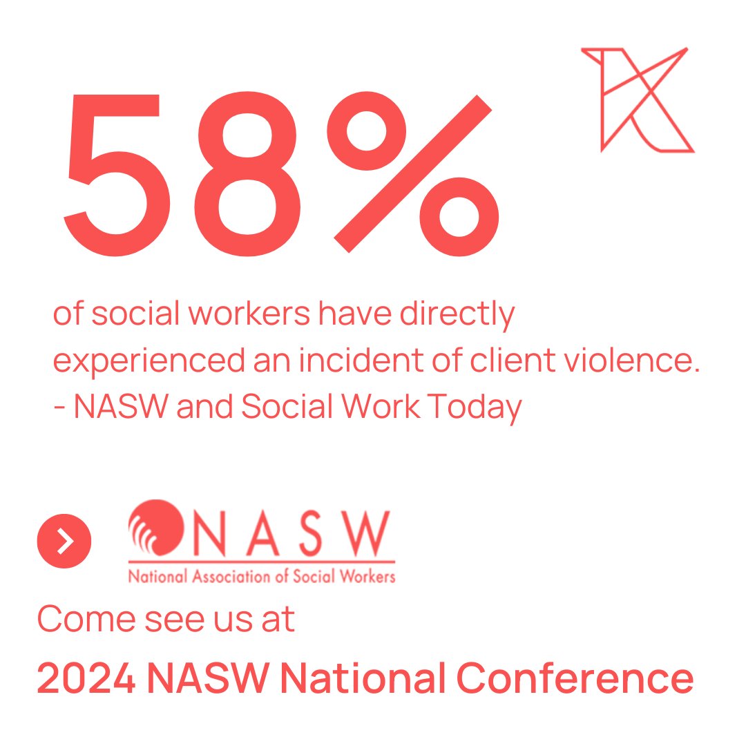 KatanaSafety's tweet photo. 58% of social workers have directly experienced an incident of client violence. This staggering statistic highlights the critical challenges faced by professionals in our field every day.

At the NASW Conference, we're dedicated to addressing these challenges head-on. https://t.co/Gi85CuoHsP