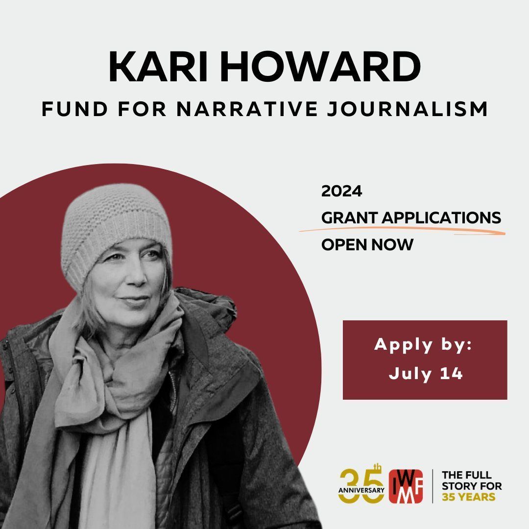 📣 Calling female/non-binary journalists!

<a href="/IWMF/">International Women's Media Foundation</a>'s Kari Howard Fund for Narrative Journalism awards annual grants in support of proposals to report &amp; publish compelling human stories.

Find out more here: buff.ly/3Vpm4Hb

🗓️ Deadline: July 14.