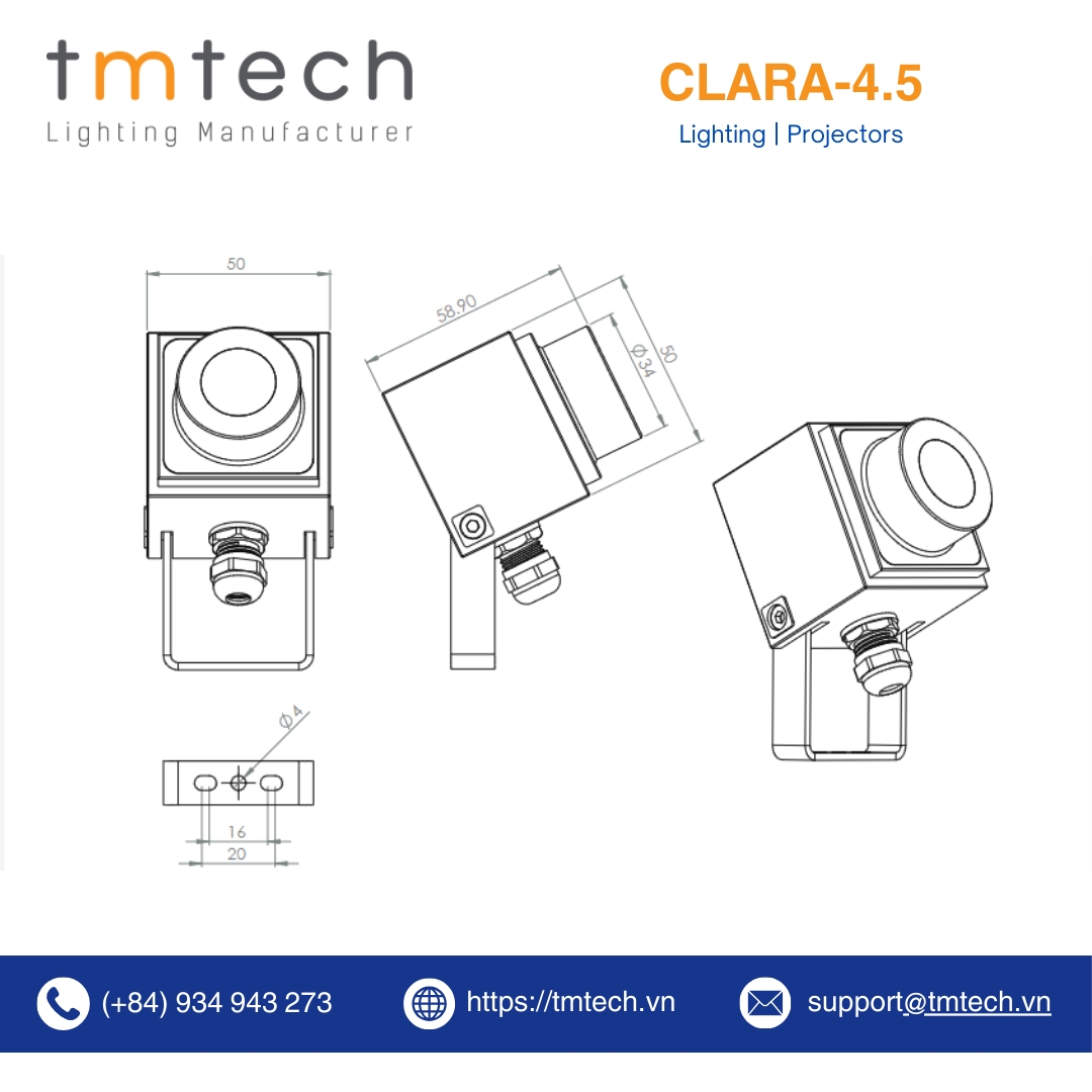 TMTech's Clara-4.5, crafted in Vietnam, uses anodized aluminum and CNC precision for a robust, stylish tree spotlight that enhances any outdoor space.