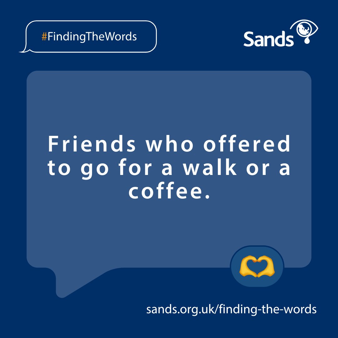SandsUK's tweet photo. Words and actions can't ‘fix’ a bereaved parents' pain, but small gestures can make a huge difference to their day. We asked our community what helped them most 💙🧡 

➡️  https://t.co/ZgvAqE5CXX  

#FindingTheWords #BabyLoss #PregnancyLoss https://t.co/ubcxrVSKpB