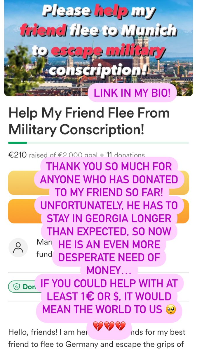 ‼️‼️The financial situation of my friend WORSENED as he has to stay in Georgia longer than expected. It would mean a lot to us if you could DONATE at least a dollar or two or RETWEET 🥺💔💔💔

‼️Link to the GOFUNDME is in my bio‼️