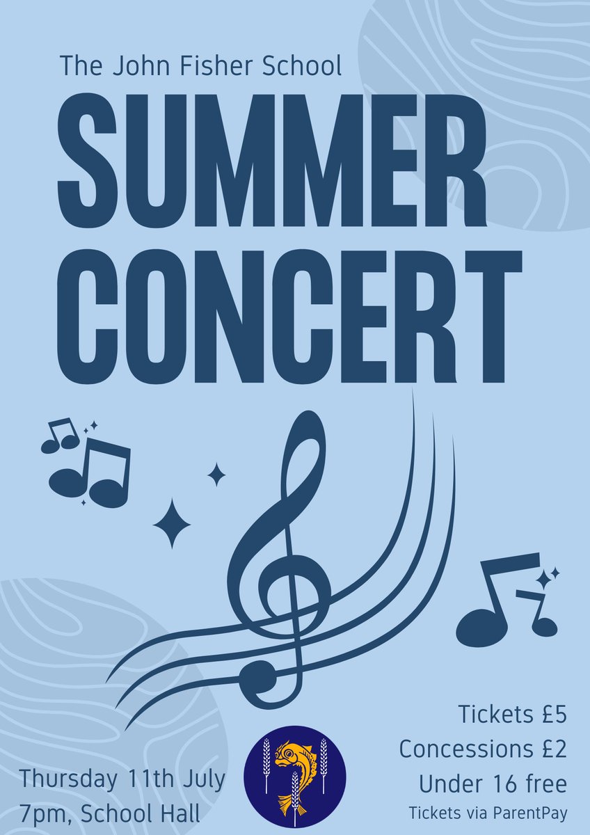 On Thursday 11th July, The JFS Music Department will be celebrating the end of the academic year with our annual Summer Concert. 
 
It promises to be a great evening, showcasing our incredibly talented pupils.
 
Tickets available now via ParentPay (£5, £2 concessions, U16s free)