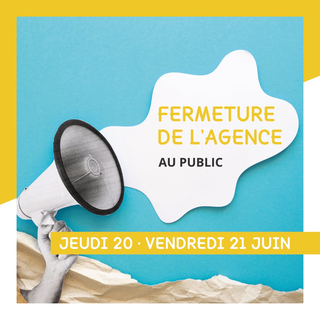 📣 𝗙𝗲𝗿𝗺𝗲𝘁𝘂𝗿𝗲 𝗱𝗲 𝗹'𝗮𝗴𝗲𝗻𝗰𝗲 𝗮𝘂 𝗽𝘂𝗯𝗹𝗶𝗰 · 𝗷𝗲𝘂𝗱𝗶 𝟮𝟬 𝗲𝘁 𝘃𝗲𝗻𝗱𝗿𝗲𝗱𝗶 𝟮𝟭 𝗷𝘂𝗶𝗻
L'agence d'ALOEN sera fermée au public pour causes de Rencontres Inter-ALEC bretonnes 🙌 Nous vous retrouverons dès lundi aux horaires habituels 🌞
cc @BreizhALEC