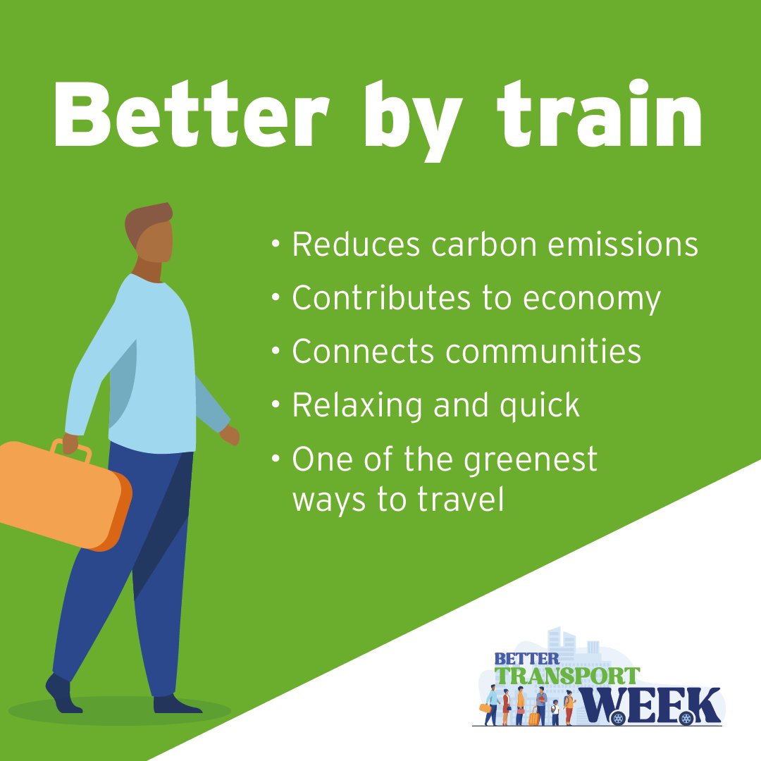 Did you know…

🛤️Only 1.4% of all transport carbon emissions come from rail

💷For every £1 spent on the rail network, £2.50 is delivered in the wider economy

Rail keeps us connected, cuts congestion and transports freight across the country! #BetterTransportWeek