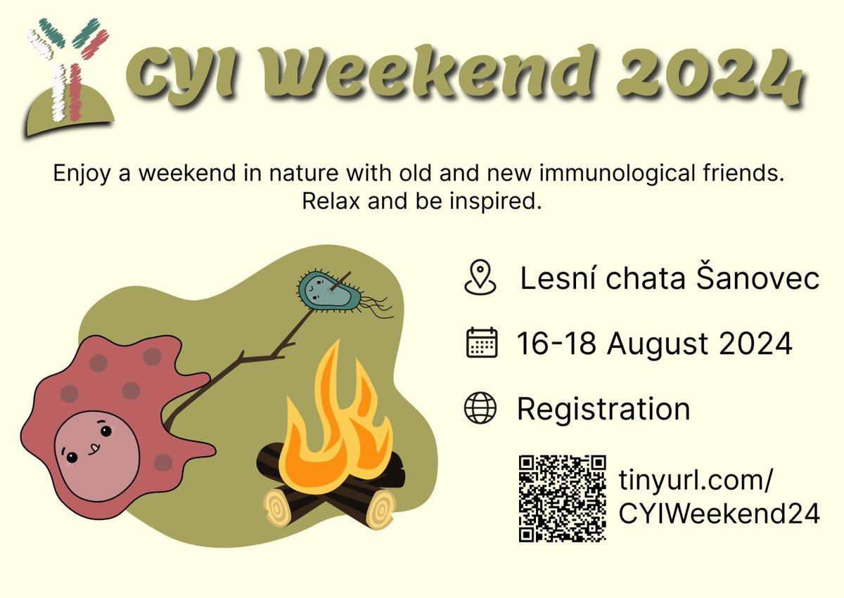 Excited to invite you to CYI summer retreat 🤩 See you there! registration: forms.gle/y1rMjets74WnAC… <a href="/y_efis/">yEFIS</a> <a href="/immunsociety_cz/">Czech Immunological Society</a>