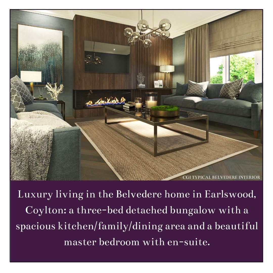 🌳Experience luxury living in "The Belvedere" at our brand-new "Earlswood" development in Coylton, Ayrshire.⁠
⁠
🏡Our 3-bed bungalow with spacious kitchen/family/dining area &amp; beautiful master bedroom with en-suite is available now.
⁠
#milestonedevelopments #newhomes