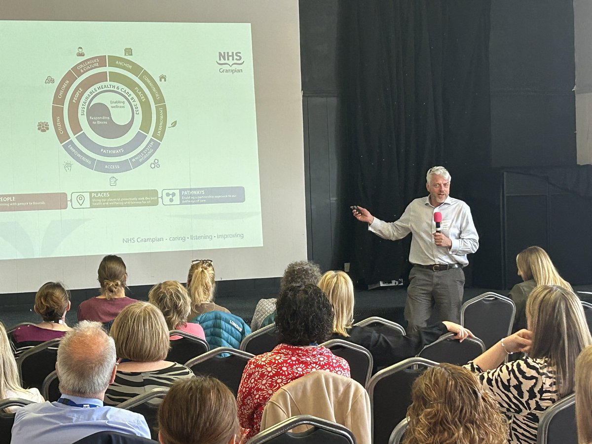 NHSG Chief Executive, Adam Caldwell - talking to NMAHPs at Celebrating Excellence about sustainable Health Care in NHS Grampian’s Plan for the Future.  #wearecelebratingexcellence