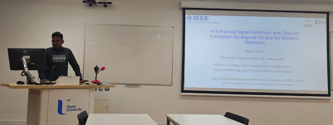 yunisdaha's tweet photo. Honored to present my paper "Optimizing MIMO Detection with DM-Detnet in 6G Network" with two other papers as co-author with Dr. Usman Hadi &amp; Bibin Babu at #ISSC2024 in Belfast. Thanks for the support of my colleagues and mentor Dr. Usman Hadi @hadiusman.

#ISSC #Ulster #6G #AI https://t.co/xQu0XlVl2f