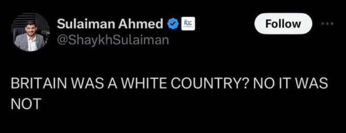 If race is not real to you, then why did you make this post about Britain not being white?