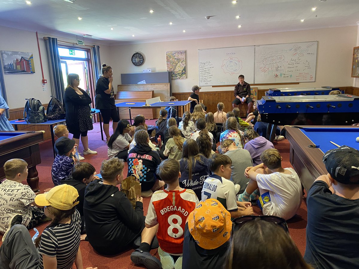 Year 6 have arrived Hilltop. Next stop lunch and then the first activity.