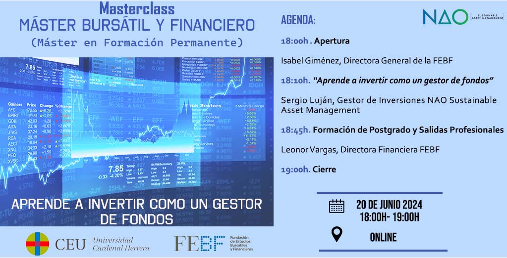 FEBF Valencia (@febfvalencia) on Twitter photo 💻Inscríbete a la Masterclass del Máster Bursátil y Financiero "Aprende a invertir como un gestor de fondos” que organiza la FEBF con <a href="/uchceu/">Universidad CEU UCH</a>
📆 20 Junio 2024
🕘 18:00- 19:00 h
📌Inscripciones: bit.ly/3Rlq7lx
📍 Jornada Online
#FEBF#Master #invertir #gestor 💻Inscríbete a la Masterclass del Máster Bursátil y Financiero "Aprende a invertir como un gestor de fondos” que organiza la FEBF con <a href="/uchceu/">Universidad CEU UCH</a>
📆 20 Junio 2024
🕘 18:00- 19:00 h
📌Inscripciones: bit.ly/3Rlq7lx
📍 Jornada Online
#FEBF#Master #invertir #gestor