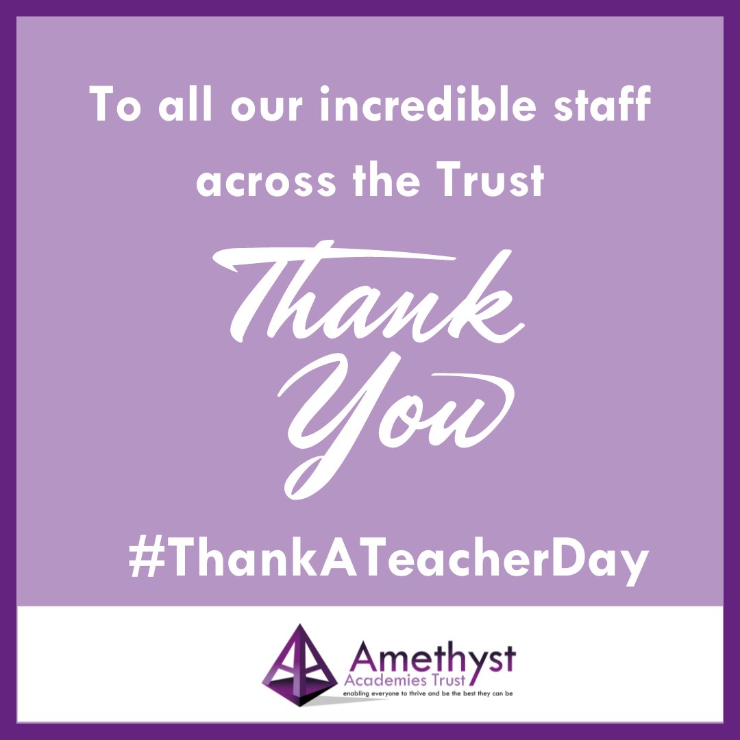 📚✨ Happy #ThankATeacher Day! 🎉 Today, we celebrate the incredible educators across all our schools. Your dedication and passion are the heart of our mission to enable everyone to thrive and be the best they can be. Thank you for making a difference every day! 💜