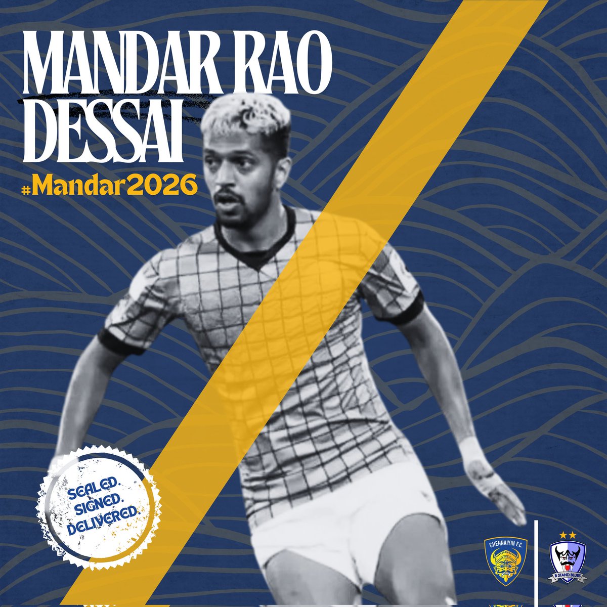 𝐀𝐑𝐑𝐈𝐕𝐀𝐋 #𝟕

Flair. Flamboyance. Experience. Pace. And a sweet left foot.

Adding 100+ ISL appearances to the defensive roster with the evergreen Mandar Rao Dessai.

SIGNED. SEALED. DELIVERED.

#VanakkamMandar #Mandar2026 #Rebuild2024