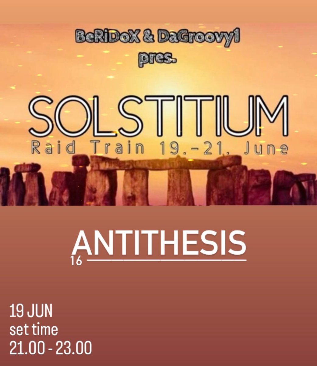 Antithesis16_'s tweet photo. Tonight 21:00CEST on my Twitch I will play a melodic techno set for Techno &amp; Frieds Solstitium Raid Event. https://t.co/TSHl3VlxBU would be happy to see you! Also some new music from myself will be in this set! https://t.co/p9USp8gIZl