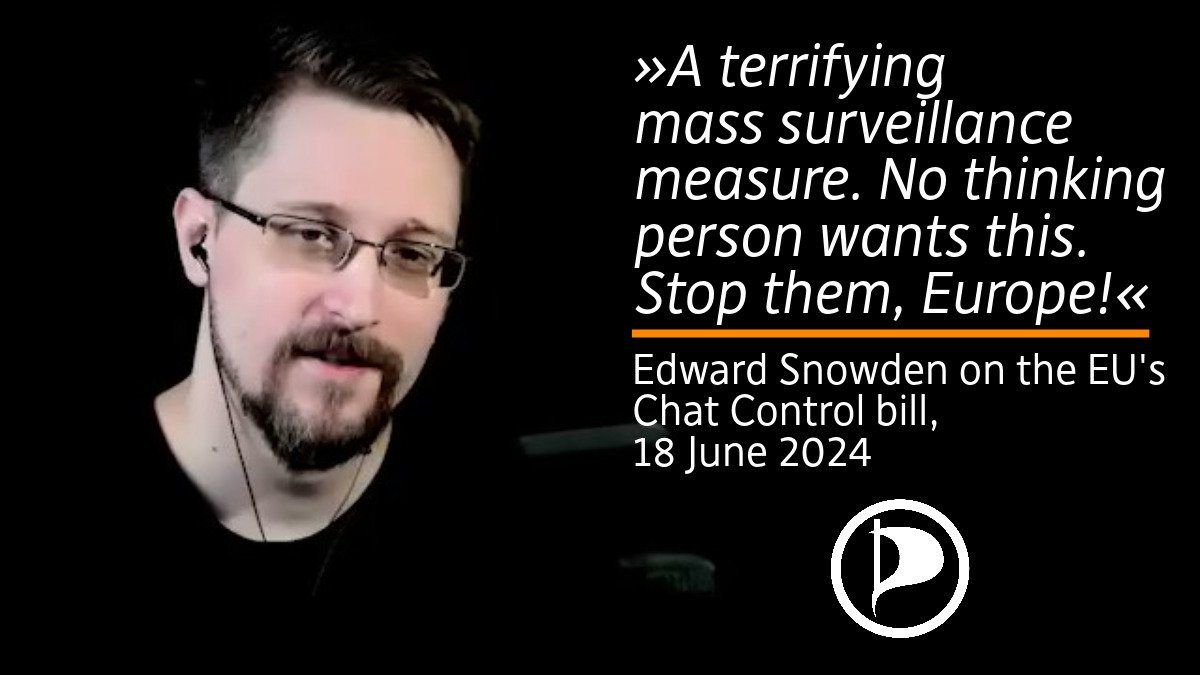 Chatcontrole zou einde maken aan veilige end-to-end encryptie.#ChatControl #EU
Diensten als WhatsApp en Signal zouden gedwongen worden 'client-side' scanners te installeren gathering.tweakers.net/forum/list_mes…

Piraten hierover: piratenpartij.nl/chatcontrole/
Kom NU in actie: patrick-breyer.de/en/council-to-…
