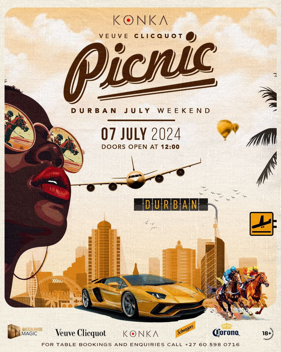 Celebrate in style at the Durban July Edition of the Konka Veuve Picnic! Experience a day filled with elegance, excitement, and unforgettable moments ⭕️
For table bookings:
📞: +27 60 598 0716