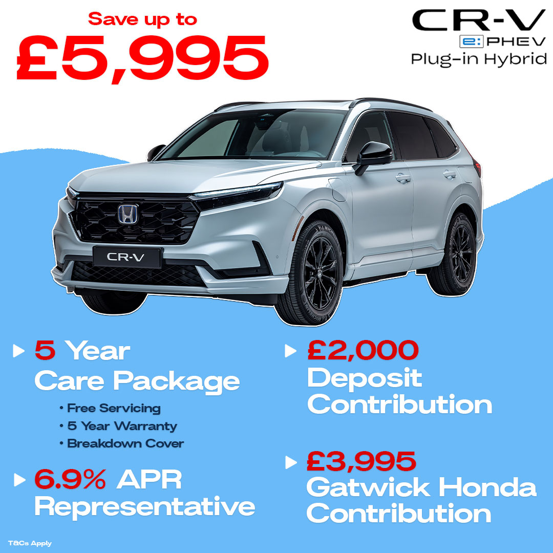 DriftBridgeGrp's tweet photo. The Honda CR-V e:PHEV

Featuring an electric range of 50 miles, an easy to charge battery and striking design!

Our new finance offer is now available, saving you a whopping £5,995!

+ Enjoy a FREE 5 year care package.

Contact our Gatwick team for more info: 01293520191

#Honda https://t.co/kGeDfOnzbZ