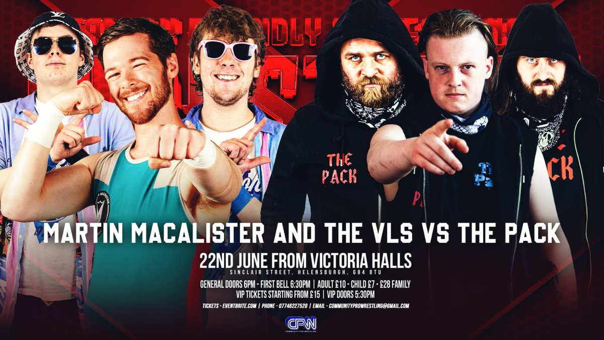 This Saturday for the last time in 2024 Community Pro Wrestling is heading to Victoria Halls Helensburgh 🤩

🔥 Ravie-Davie, The Fresh Prince Of Drumoyne Square vs Zachary swift

🔥 6-Man Tag Team Battle: The Pack vs. The Vicious Lads   &amp; the returning Martin MacAlistair