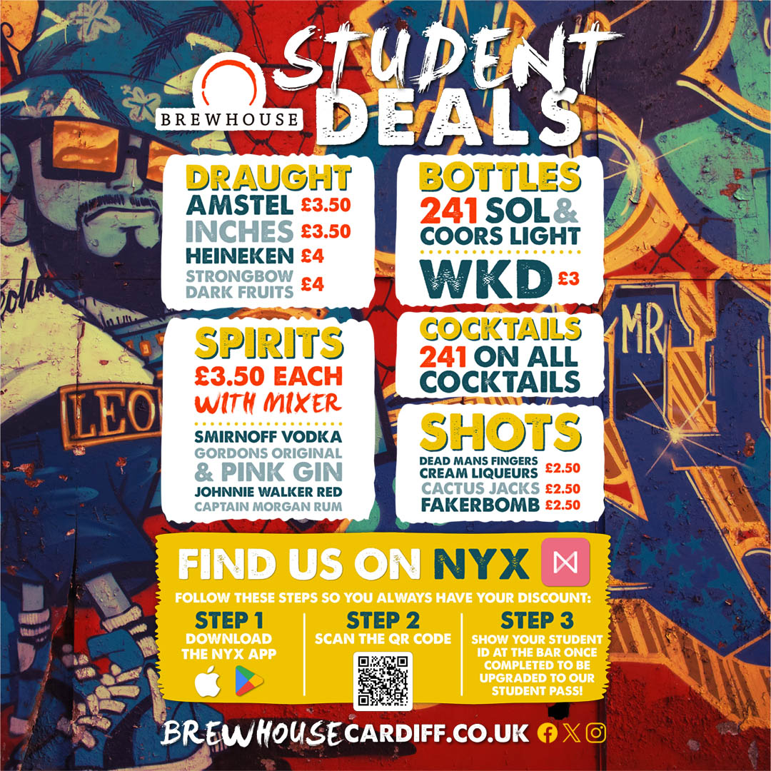 Calling all Cardiff students! We have renewed our student deals at Brewhouse just for you, making them even better than before. 

Explore our fantastic drink deals with our exclusive student loyalty scheme. Free to sign up: brewhousecardiff.co.uk/loyalty/

#StudentDiscount #Cardiff