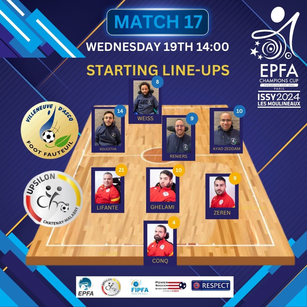 Starting line up for Grafteaux Villeneuve d'Ascq vs Upsilon Chatenay Malabry