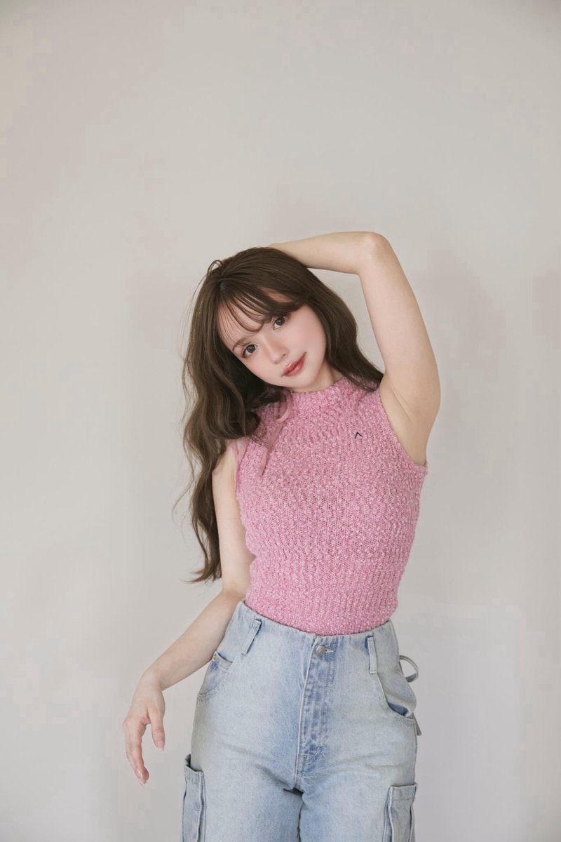 トップス andmary Lotta ribbon tops pink ANDMARY】Lotta ribbon tops