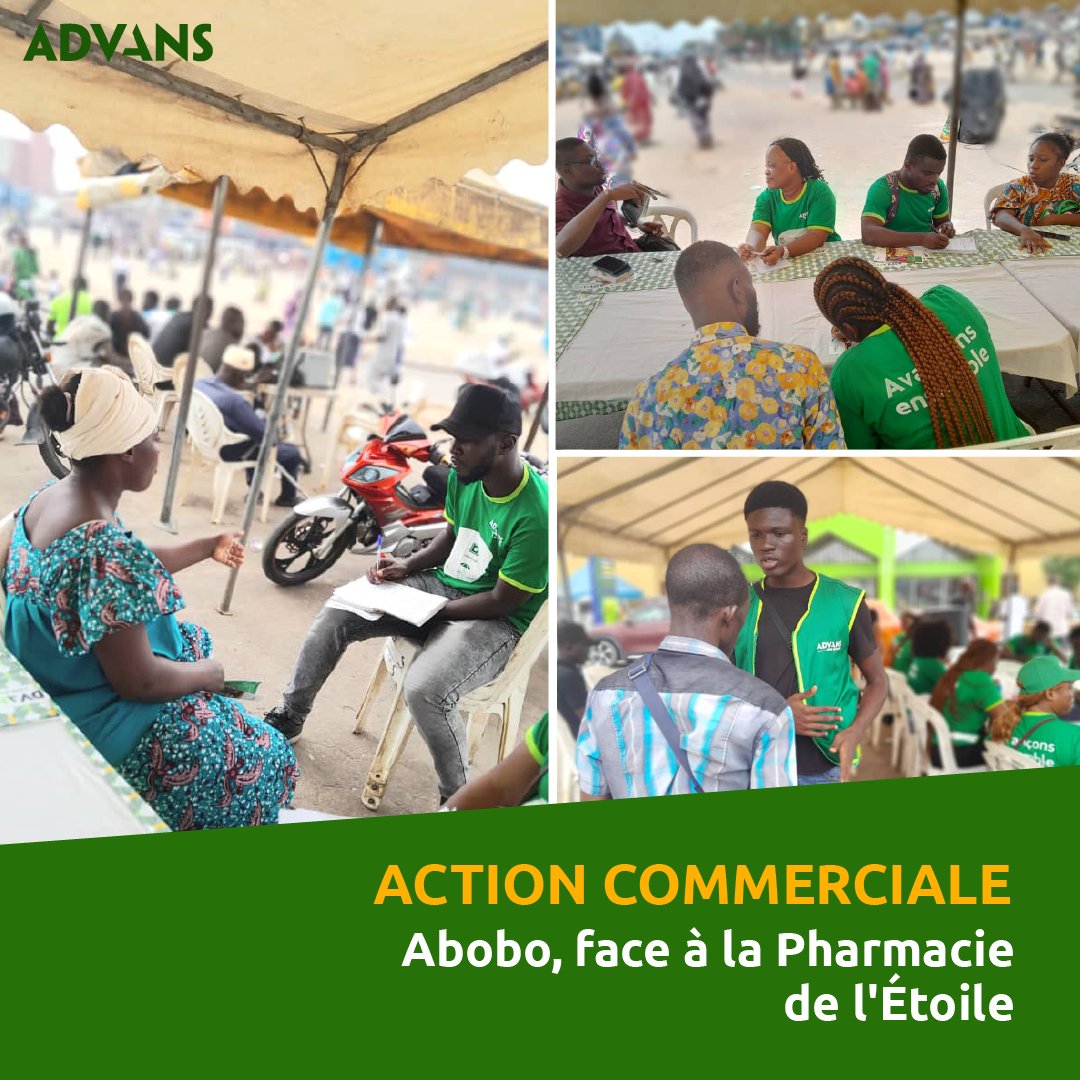 AdvansRCI's tweet photo. Chers Abobolais, Abobolaises, Advans vient vers vous.🙂
Nous sommes à Abobo face à la pharmacie de l'étoile aujourd'hui et demain. 
Passez-nous voir pour vos demandes de crédit.
📲 : 25 21 00 68 80
#AnimationCommerciale #Proximité #RelationClients https://t.co/RMv5M3WlUE
