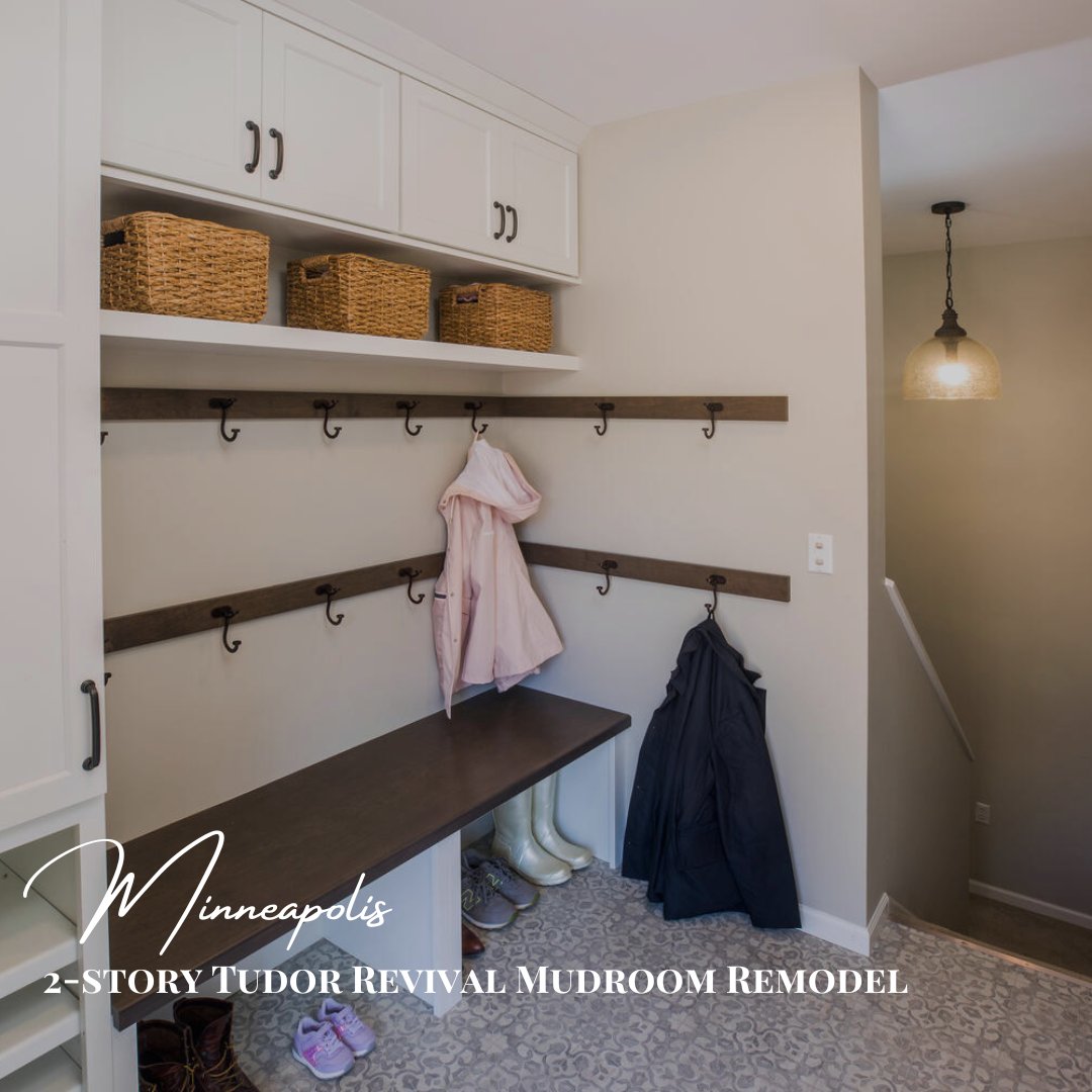 Tudor Charm Meets Modern Mudroom. 

What does your dream renovation look like? Send us your Pinterest board today, and let's make it happen.