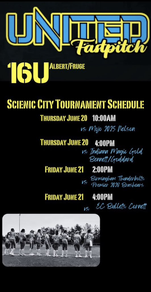 Caroline Lavergne (@lavergne27861) on Twitter photo So excited for the Scienic City Tournament! Georgia here we come!!!
<a href="/United16u/">United 16u Albert</a> <a href="/LacyPrejean/">Lacy Prejean</a> <a href="/CoachCollins_11/">Meghan</a> <a href="/ShelbiSunseri/">✞ Shelbi ✞</a> <a href="/jlandreneau/">James Landreneau</a> <a href="/MMayeux/">Mélissa Mayeux</a> <a href="/CoachRonFrost/">Coach Ron</a> <a href="/molly_fichtner/">Molly Fichtner</a> <a href="/leawodach/">Lea Wodach</a> <a href="/NataliePooleUSM/">Natalie Poole</a> <a href="/s_lex23/">Coach Lex</a> <a href="/LATechSB_Cohen/">Chelsea Cohen</a> So excited for the Scienic City Tournament! Georgia here we come!!!
<a href="/United16u/">United 16u Albert</a> <a href="/LacyPrejean/">Lacy Prejean</a> <a href="/CoachCollins_11/">Meghan</a> <a href="/ShelbiSunseri/">✞ Shelbi ✞</a> <a href="/jlandreneau/">James Landreneau</a> <a href="/MMayeux/">Mélissa Mayeux</a> <a href="/CoachRonFrost/">Coach Ron</a> <a href="/molly_fichtner/">Molly Fichtner</a> <a href="/leawodach/">Lea Wodach</a> <a href="/NataliePooleUSM/">Natalie Poole</a> <a href="/s_lex23/">Coach Lex</a> <a href="/LATechSB_Cohen/">Chelsea Cohen</a>