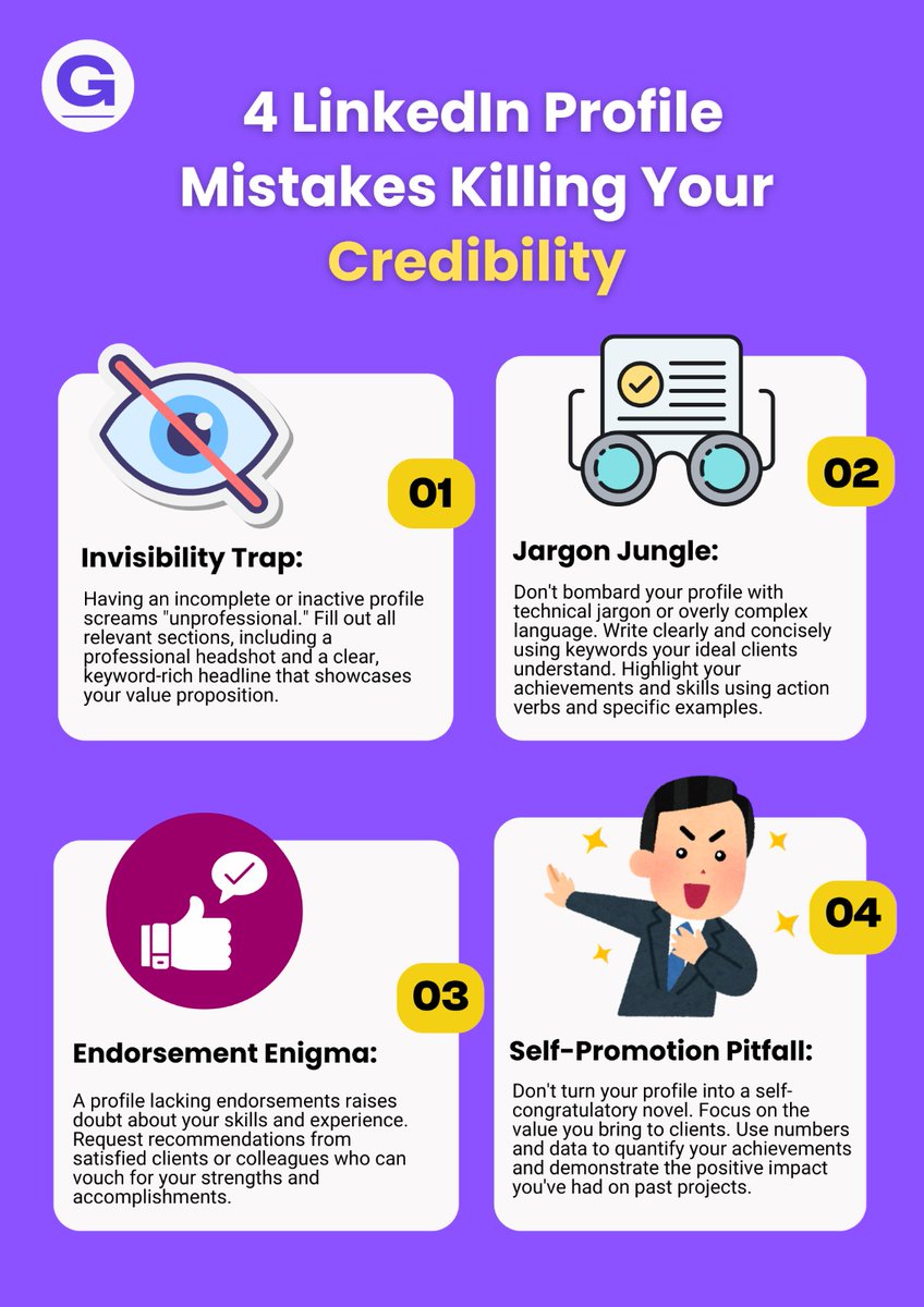 growwithprabal's tweet photo. Are These #LinkedIn Profile Mistakes Killing Your Credibility? 👇

#PrabalXGliped https://t.co/C1Tr8eMaVi