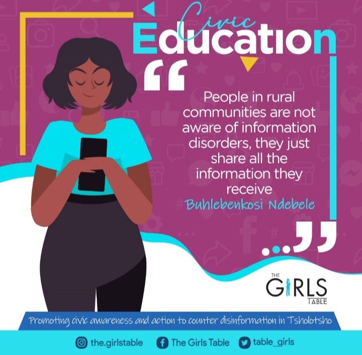table_girls's tweet photo. In our awareness campaign on information disorders, Buhlebenkosi Ndebele says people in rural communities are not aware of information disorders, they share all the information they receive.
#HerVoice
#InformationDisorders
#StopDisinformation https://t.co/8gd70fqPsy