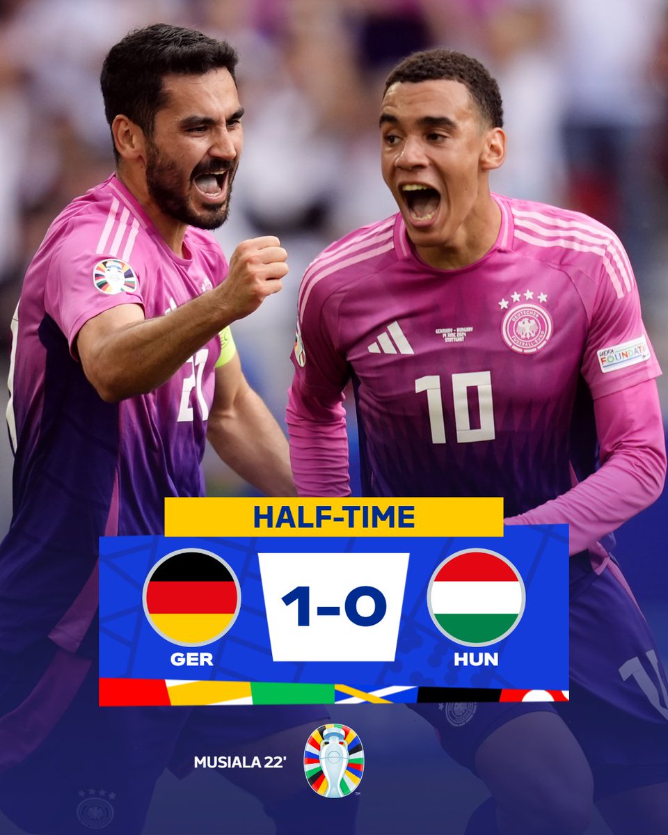 Musiala fires Germany ahead at the break 💪

#EURO2024 | #GERHUN