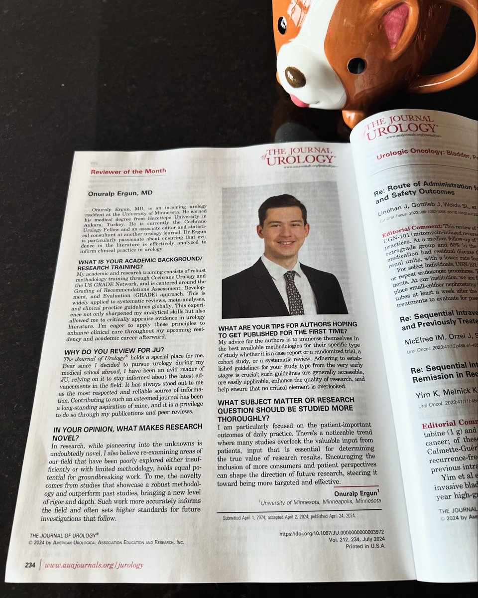 Onuralp Ergun (@onuralp_ergun) on Twitter photo Honored to be named Reviewer of the Month by <a href="/JUrology/">Journal of Urology</a>! Feeling privileged to contribute and motivated to achieve more in the upcoming years of my career. Special thanks to <a href="/EBMUrology/">Philipp Dahm</a>, <a href="/CochraneUrology/">Cochrane Urology</a> and <a href="/UMNUrology/">UMN Urology</a> for their support in making me love evidence-based medicine! Honored to be named Reviewer of the Month by <a href="/JUrology/">Journal of Urology</a>! Feeling privileged to contribute and motivated to achieve more in the upcoming years of my career. Special thanks to <a href="/EBMUrology/">Philipp Dahm</a>, <a href="/CochraneUrology/">Cochrane Urology</a> and <a href="/UMNUrology/">UMN Urology</a> for their support in making me love evidence-based medicine!