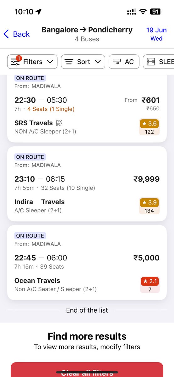 vadi2106's tweet photo. @redBus_in - What’s happening ??? Non-Ac bus from BLR-PDY is. 9,999 . Seriously?? Booked twice both the times operator cancelled the bus.  Who will take the responsibility for cancelling last minute????  If we cancelled last minute like this will you refund full amount?? https://t.co/xeKm9hdc9n