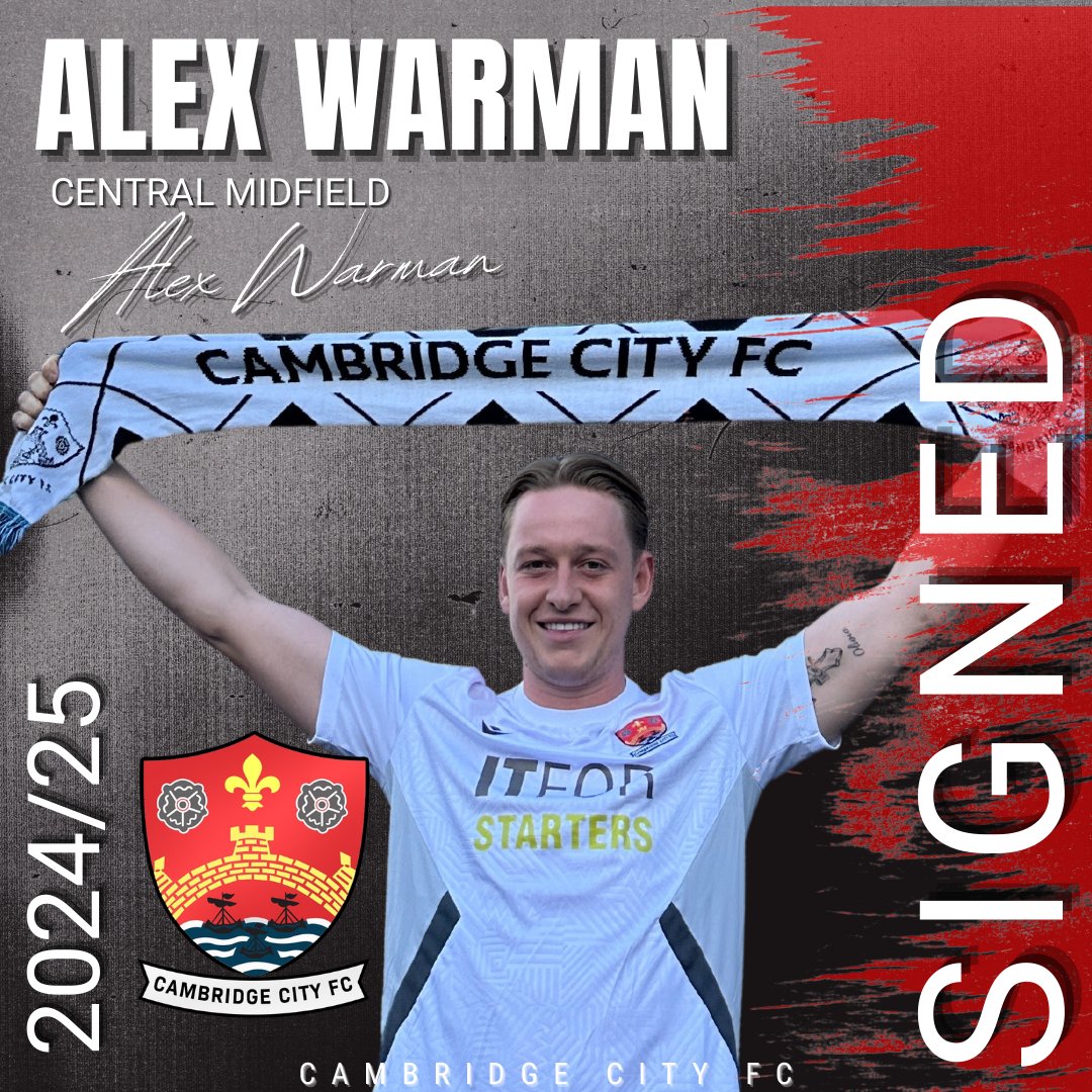 Cambridge City FC (@cambridgecityfc) on Twitter photo Tonight we welcome <a href="/AlexWarman_/">AlexWarman</a> to the club. Alex has played under Jamie and Jim at Enfield and also came through the academy at Bishop Stortford. Narrowly missing out on promotion last season with Ware, Alex becomes our 4th new signing of the season.
Welcome onboard Alex ⚪️⚫️ Tonight we welcome <a href="/AlexWarman_/">AlexWarman</a> to the club. Alex has played under Jamie and Jim at Enfield and also came through the academy at Bishop Stortford. Narrowly missing out on promotion last season with Ware, Alex becomes our 4th new signing of the season.
Welcome onboard Alex ⚪️⚫️