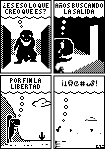 EspiBorda's tweet image. Me parecía que lo tenía de algún lado a éste (me acabo de enterar que en reddit también hicieron la misma relación).

#humor #humorgamer #videojuegos #gamer #humordevideojuegos  #3dmonstermaze #dinosaurio #googledino #sinconexion #malcolmevans