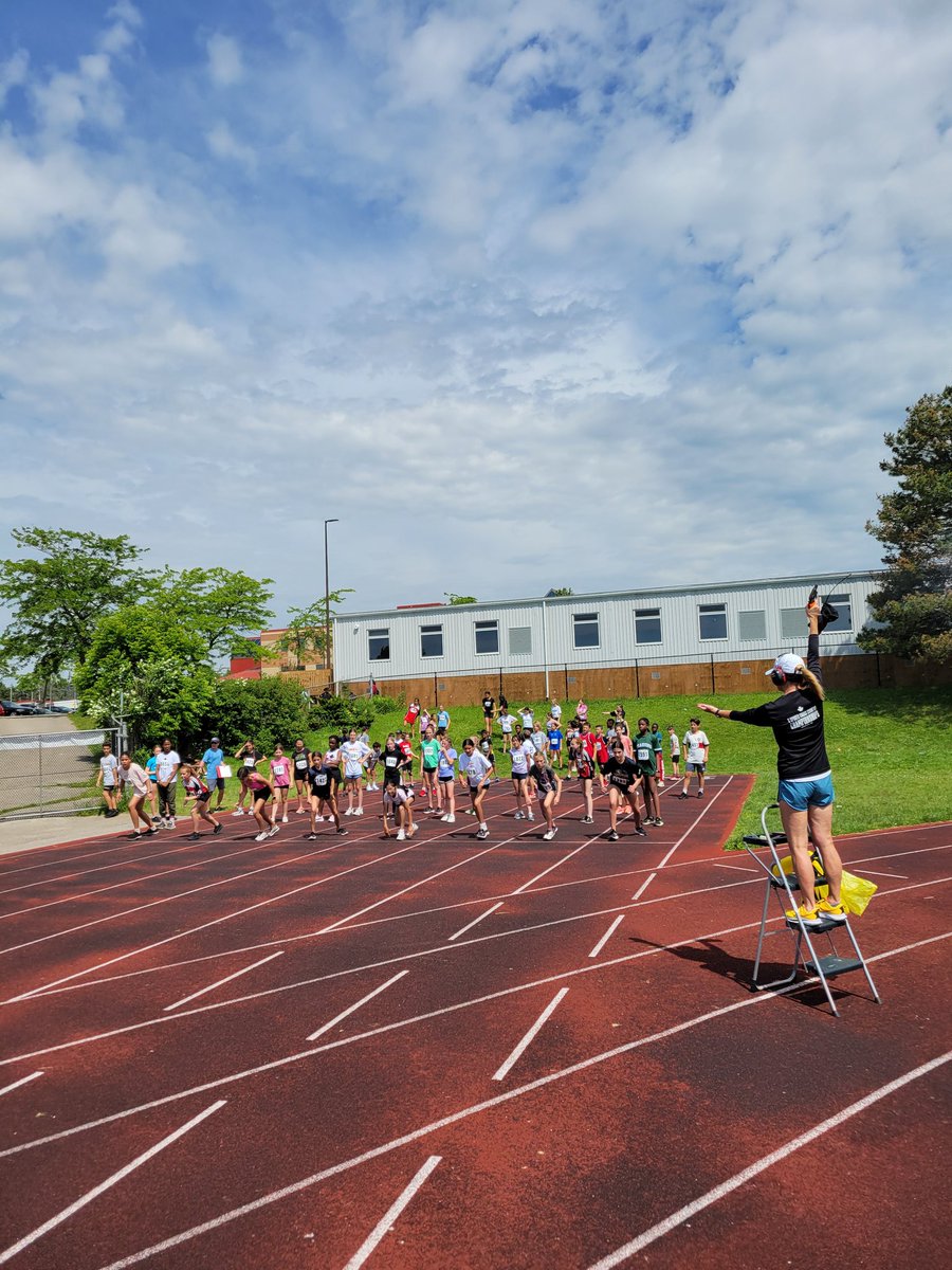 Huge shout out to <a href="/Health4LifeKDM/">Kathy DohertyMasters</a> for starting all our races last week at Regional Track &amp; Field! Along with all the meet staff, she helped make the event a success for more than 1800 students!