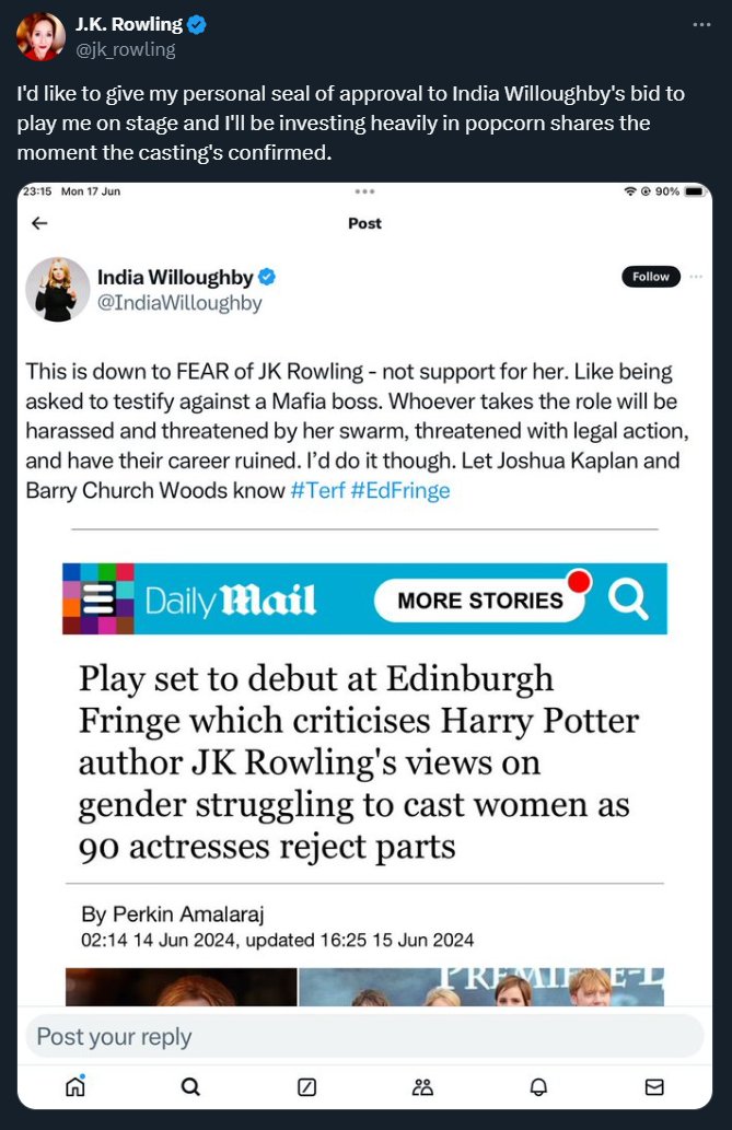 okay, but i have a concept that is wayyy better than 'terf c*nt' and with rowling's seal of approval im pretty sure funding is real. so if <a href="/IndiaWilloughby/">India Willoughby</a> is down, picture; miss havisham is forced to reckon with the real world consequences of her actions 😱😱😱