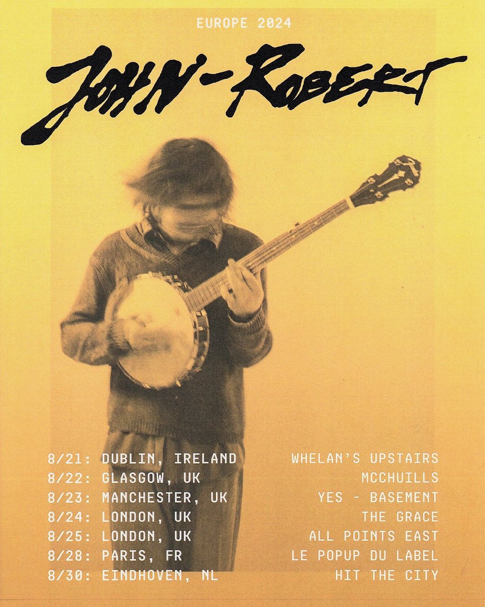 🐍 EUROPE TOUR 2024! 🍃

Tickets are on sale this Friday at 10am local @ johnrobert.us/tour !!!!

I’m heading across the pond to play some shows 🪕 I’ve never been to the EU/UK. Performing there has been a long time dream of mine. Thank you for making this possible. 💕