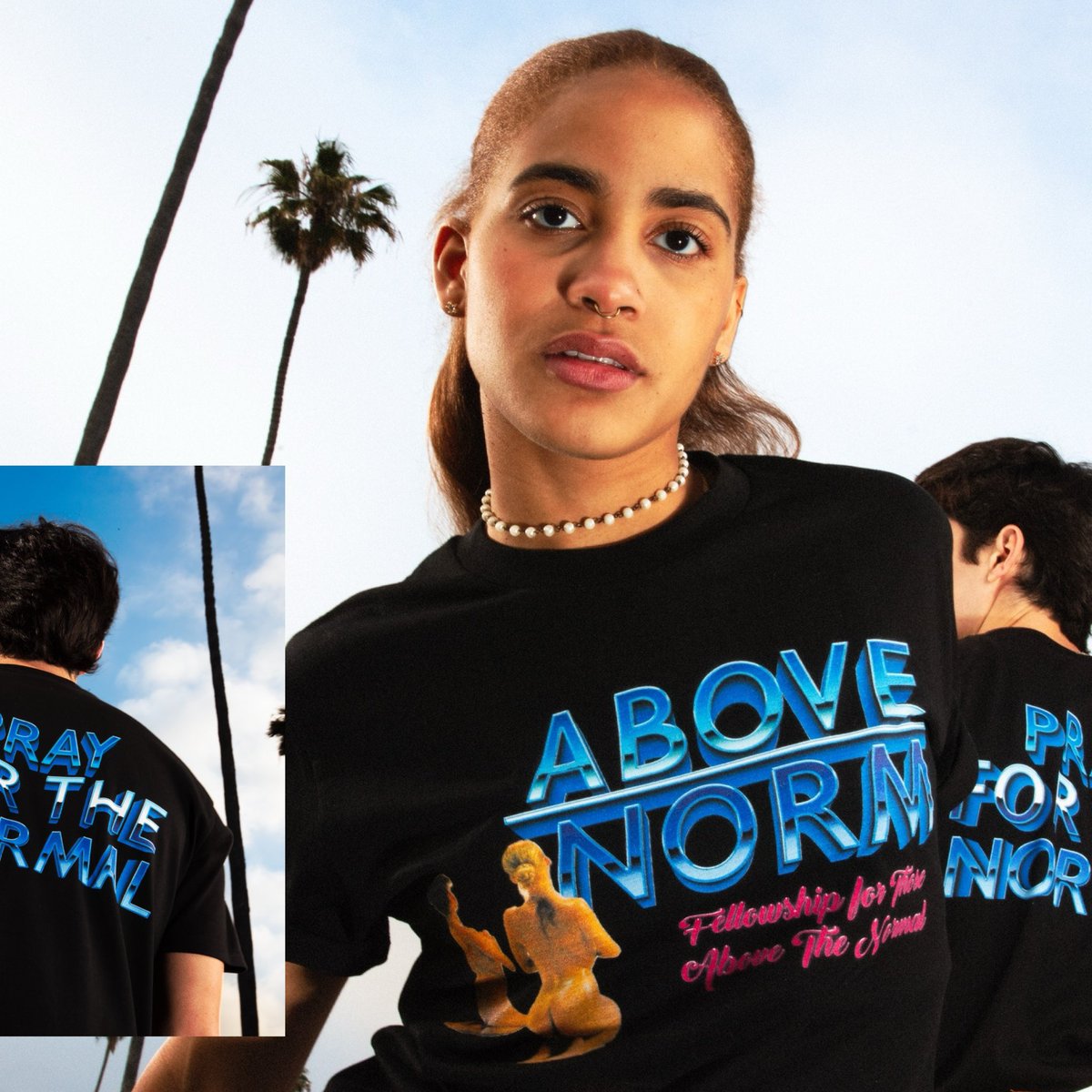 abovethenormal's tweet photo. Devin + Roxy in the “Pray 4 The Normal” Tee 🛐  OUT NOW❗️

Creative Direction/Stylist: Token
Models: Devin + Roxy
Photo: Garrett 
Stylist Assistant: Liliana https://t.co/2OtOvEURuZ