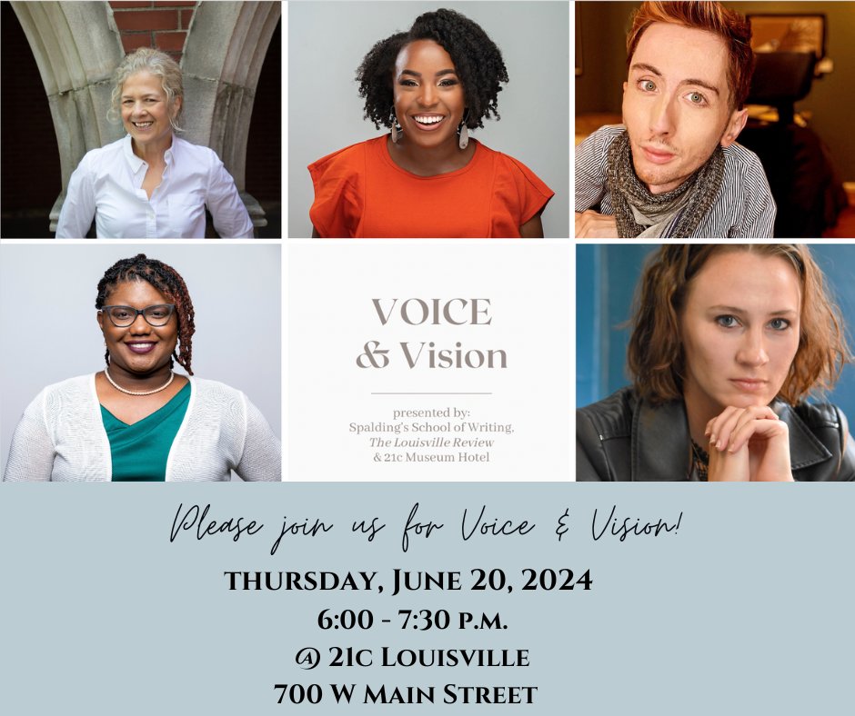 TheLouRev's tweet image. Voice & Vision is tomorrow at 6pm at @21cLouisville featuring Lynnell Edwards, Sam Krauss, Sarah Ladd, Amina S. McIntyre & Brittany J. Thurman + host Katy Yocom
We're proud to sponsor this reading series w 21c & @spaldingwriting. Hope to see you there!
mailchi.mp/spalding/voice…