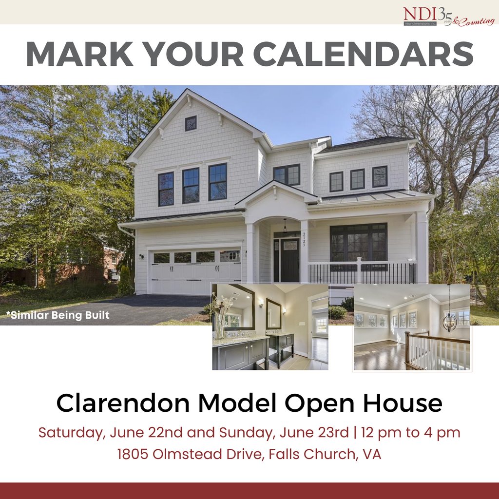 NDICustomHomes's tweet image. 📅 Our NDI Clarendon Model Open House is happening this weekend, June 22nd and 23rd from 12 pm to 4 pm at 1805 Olmstead Drive, Falls Church. Experience the beauty of this custom home: newdimensionsinc.com/news-and-event… 

#CustomizeYourHome #ClarendonModel #OpenHouse #CustomHomes